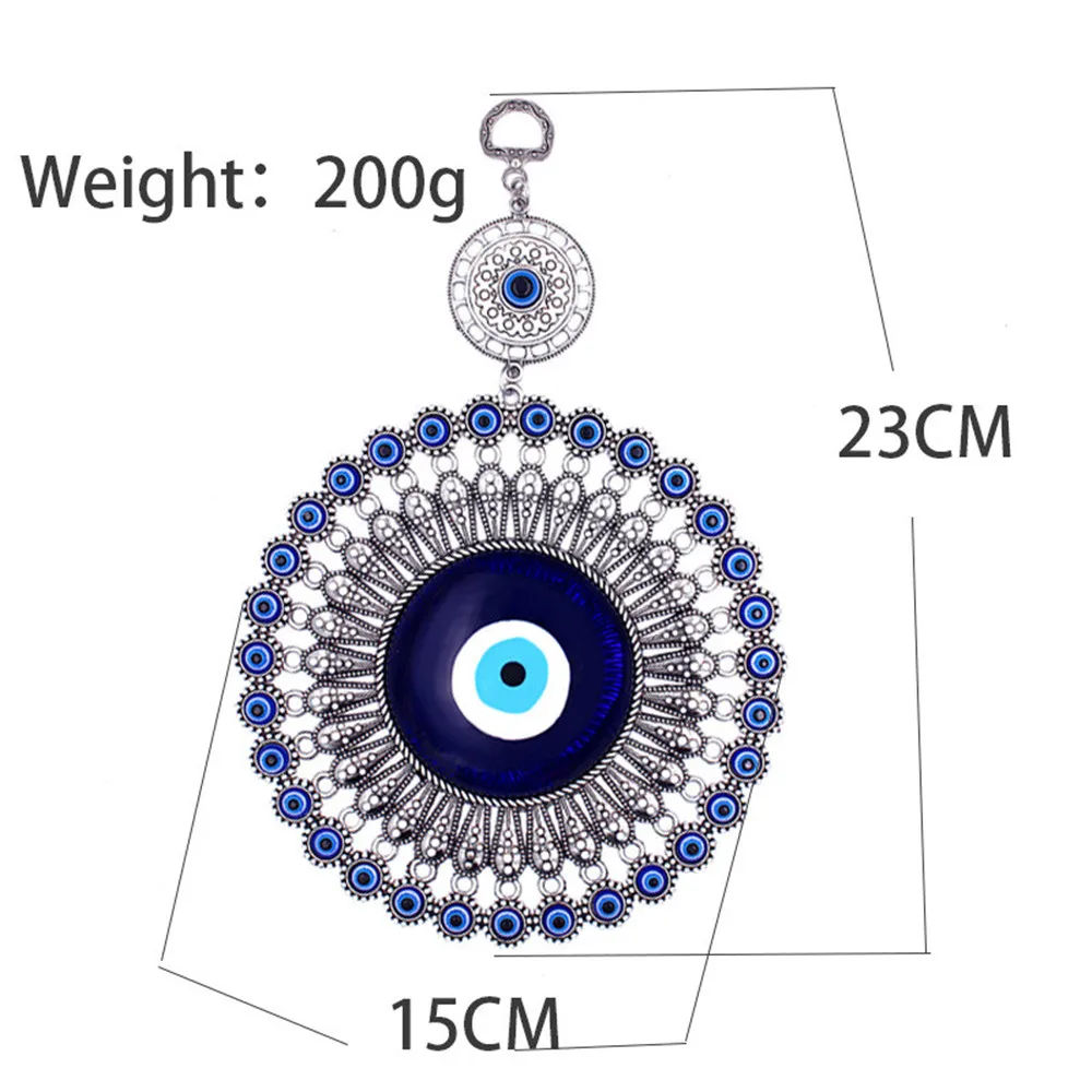 Retro Blue Big Turkish Eyes Wall Pendants, European Styles Silver Metal Home Garden Decoration, Creative Style, Living Room, 1Pc