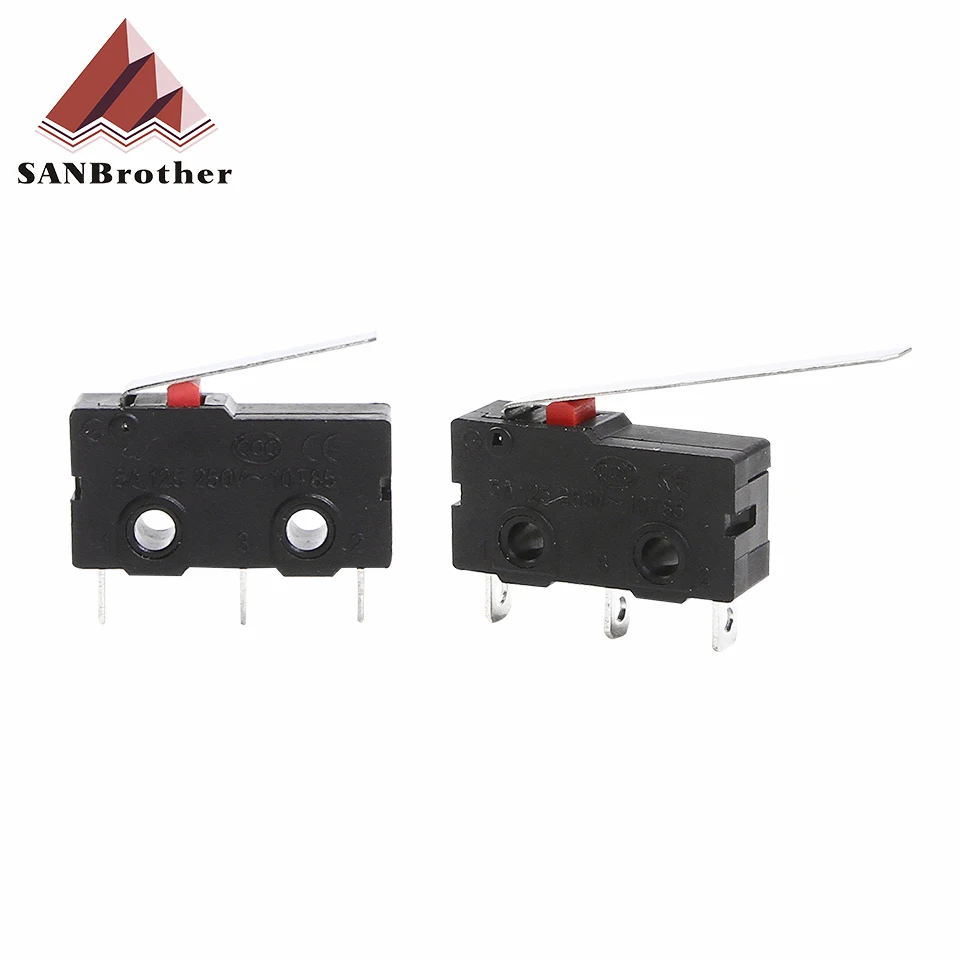 5Pcs Mini Micro Limit Switch NO NC 3 Pins PCB Terminals SPDT 5A 125V 250V 29mm Roller Arc lever Snap Action Push Microswitches