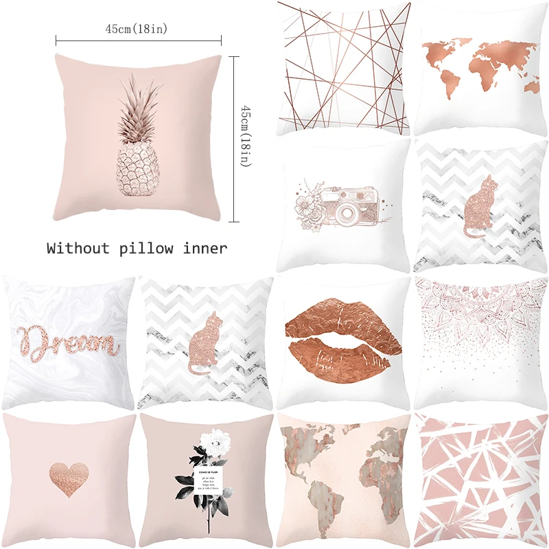 New Red Lip Decoration Throw Pillow Cover Rose Gold Square Cushion Cover Pillow Cover Nordic Style Living Room Sofa Bed