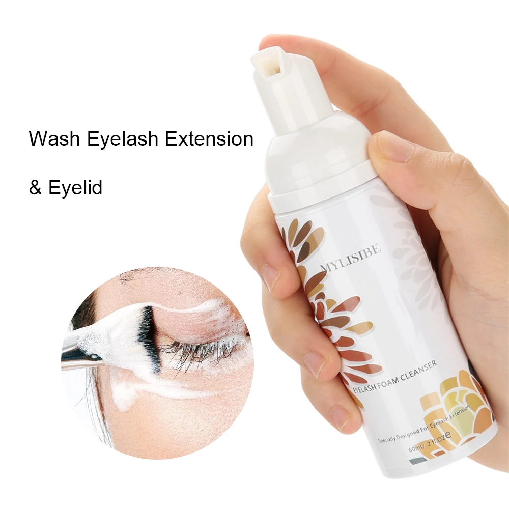 60ml Design And Customize Stickers With Your LOGO Eyelash Extension Foam Cleanser Shampoo Mousse Pump No Stimulation