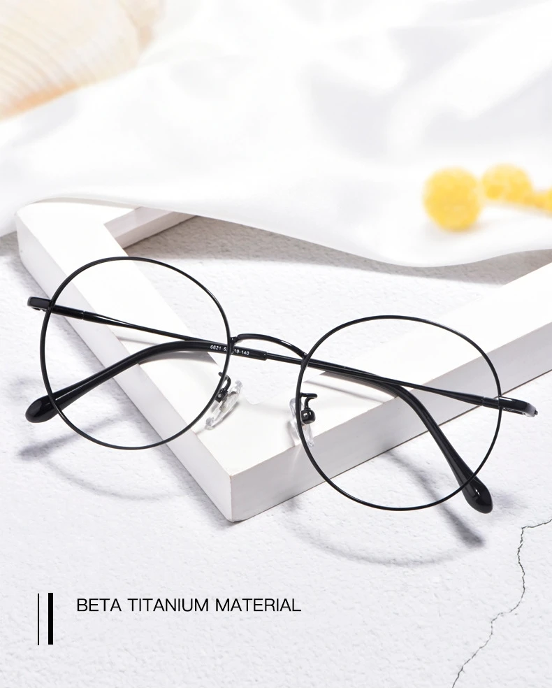 YIMARUILI Ultra Licht Retro β-Titan Runde Brillen Rahmen Myopie Optische Brillen Rahmen Männer Und Frauen 6621X – Detail 1