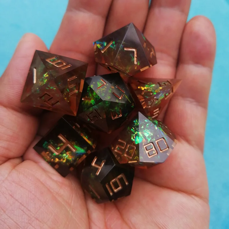 New Dnd dice set  Upscale Resin polyhedral dice  7pcs/Set   rpg dice dadi dados rol D4 D6 D8 D10 D12 D20