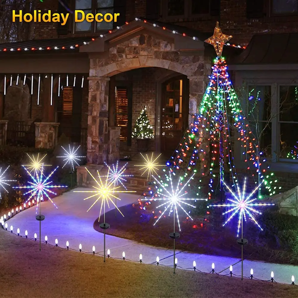 112LEDs 8Mode Timing Bright Fireworks Solar LED Light String Indoor/Outdoor Waterproof Holiday Garden Yard Decoration Light Lamp