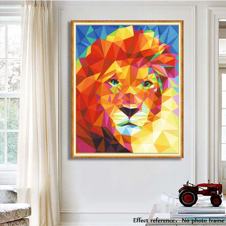 GATYZTORY DIY Painting By Numbers Lion Animals Oil Painting HandPainted Wall Decor Canvas Drawing Gift