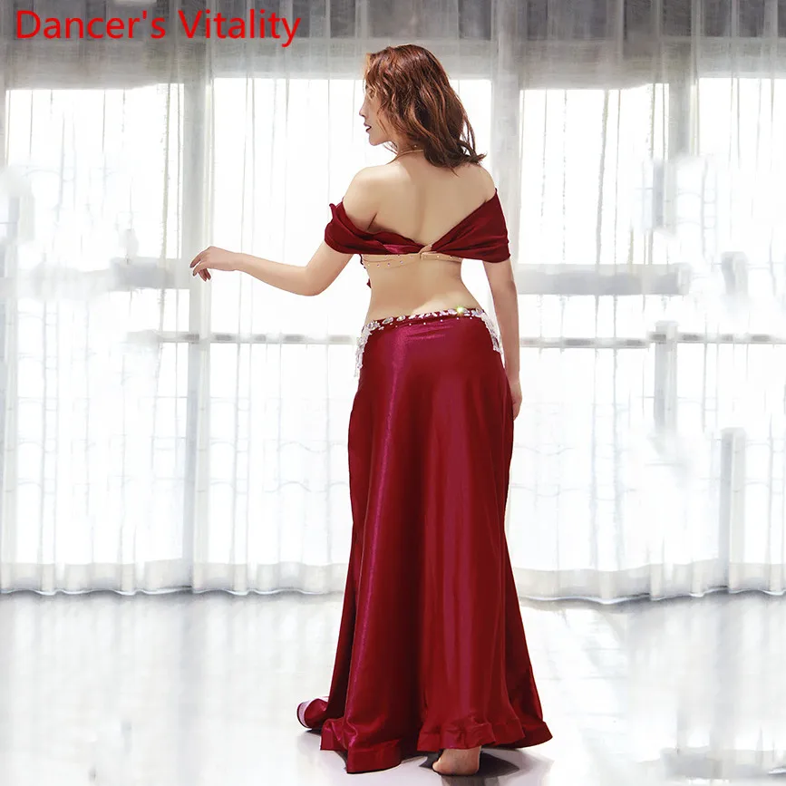 Belly Dance Performance Costume New Arrival Sexy Autumn Winter Glitter Diamond Bra Long Skirt Oriental Indian Dancing Stage Wear