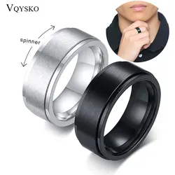 8mm Spinner Ring for Men Stress Release Bague Acier Inoxydable Stainless Steel Wedding Band Casual Sport Jewelry Anel Masculino