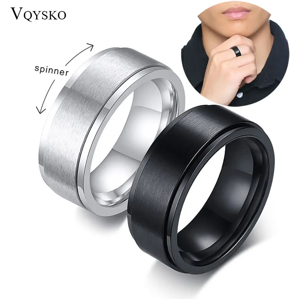 8mm pierścień obrotowy dla mężczyzn zwolnienie stresu Bague Acier Inoxydable obrączka ze stali nierdzewnej Casual biżuteria sportowa Anel Masculino