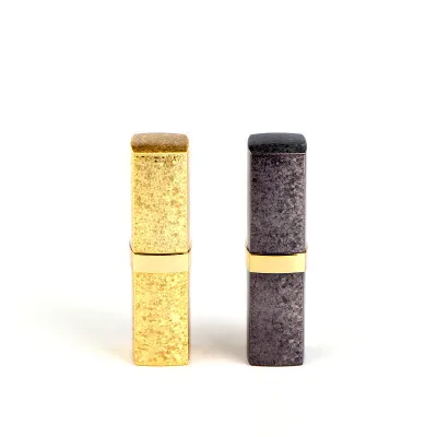 empty plastic golden lipstick tube 12.1mm, square gold lip rouge case