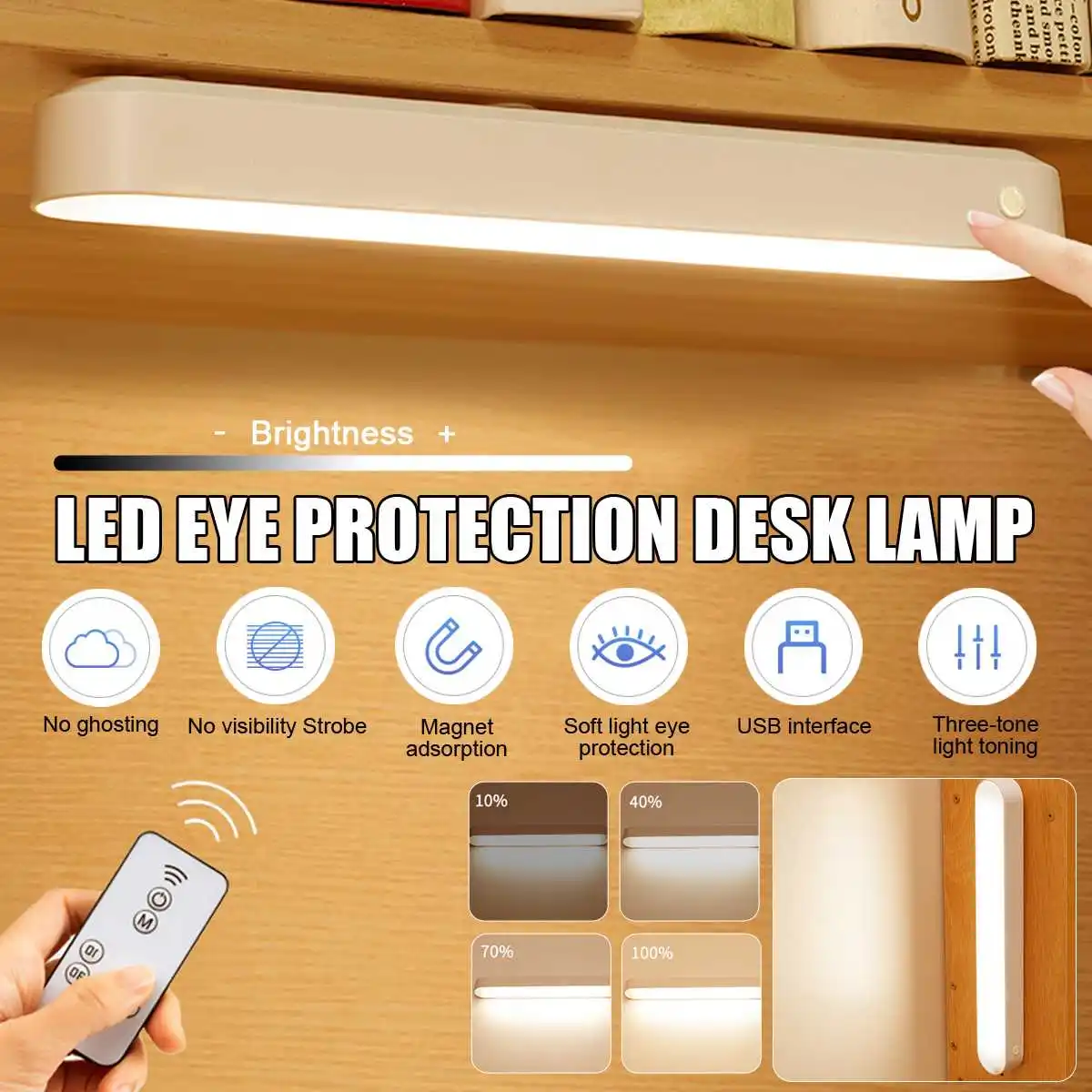 

Desk Lamp Hanging Magnetic LED Table Lamp Chargeable Stepless Dimming Cabinet Light Night Light For Closet Wardrobe Lamp