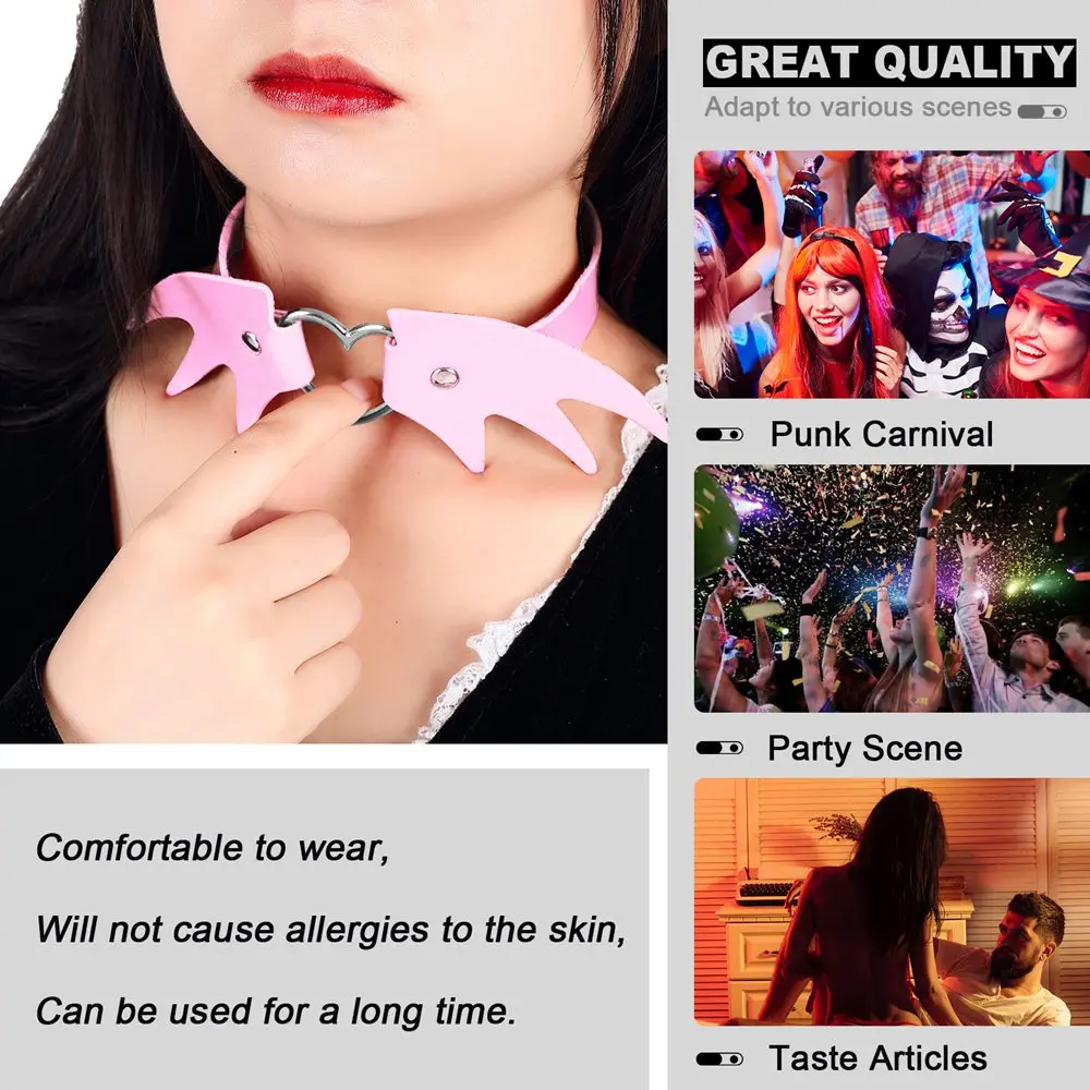 

Elastic Necklace Collar Fashion Sexy Harness For Women's Body Punk Heart Accessories Leather Lingerie Festival Wear Rave Costume