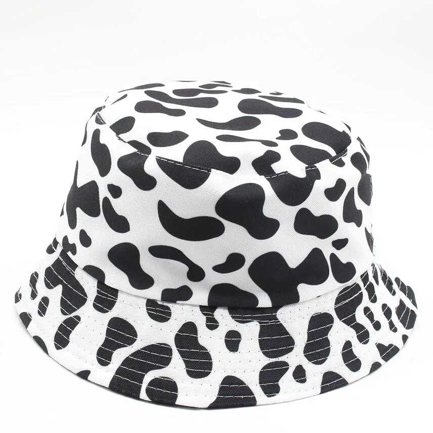 

Women Spotty Dog Printed Fisherman Hat Ladies Sun Protective Hats Girls Animal Printing Hats Summer Cotton Cow Print Bucket Hat