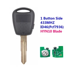 XNRKEY-1 Botão Side Car Chave Remota, ID46, PCF7936 Chip, 433Mhz, HYN10 Lâmina para Kia Rio, Picanto, Soul, Venga, Ceed