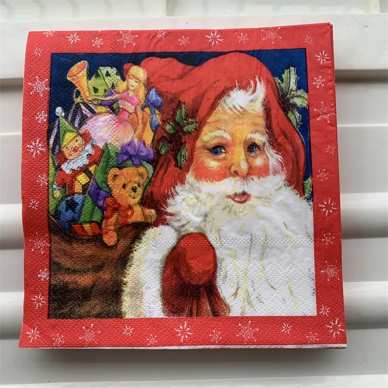 Christmas napkins paper elegant tissue Xmas Santa kids tree snow man handkerchief decoupage wedding birthday party cute decor 20