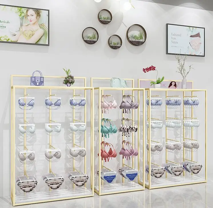 Underwear display rack display cabinet floor-standing double row Nakajima multifunctional detachable bra and panty shelf