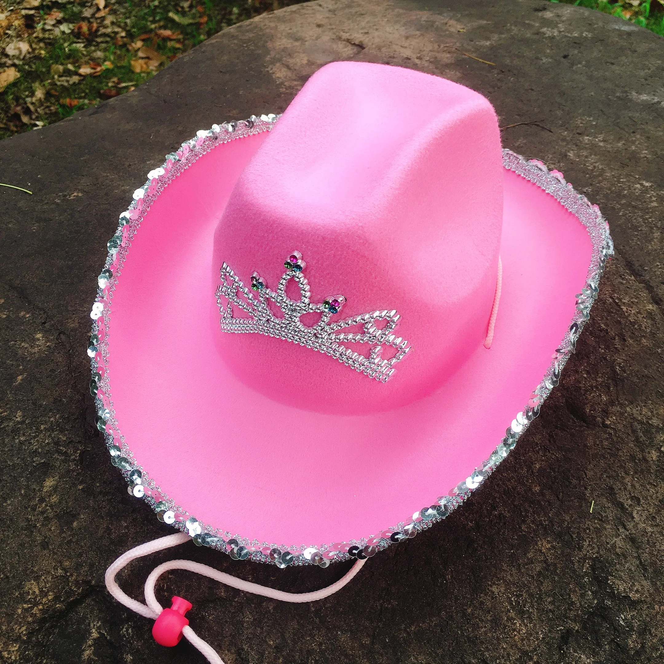 58-60 CM Adult Western Style Tiara Cowgirl Hat For Women Girl Pink Tiara Cowgirl Hat Cowboy Cap Holiday Funny Costume Party Hat