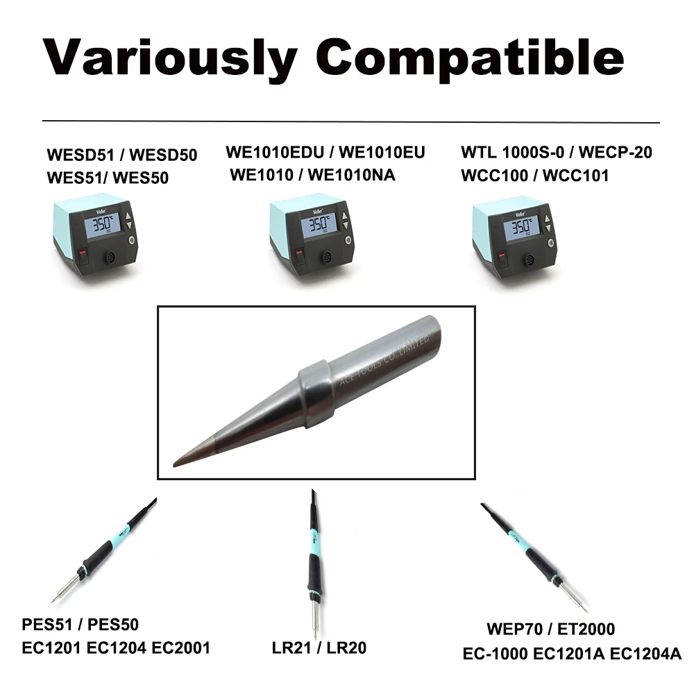 ETH Replacement Soldering Tip Chisel 0.8mm Fit WELLER WES51 WES50 WESD51 WE1010NA WE1010EU PES51 PES50 LR21 LR20 Welding Bit
