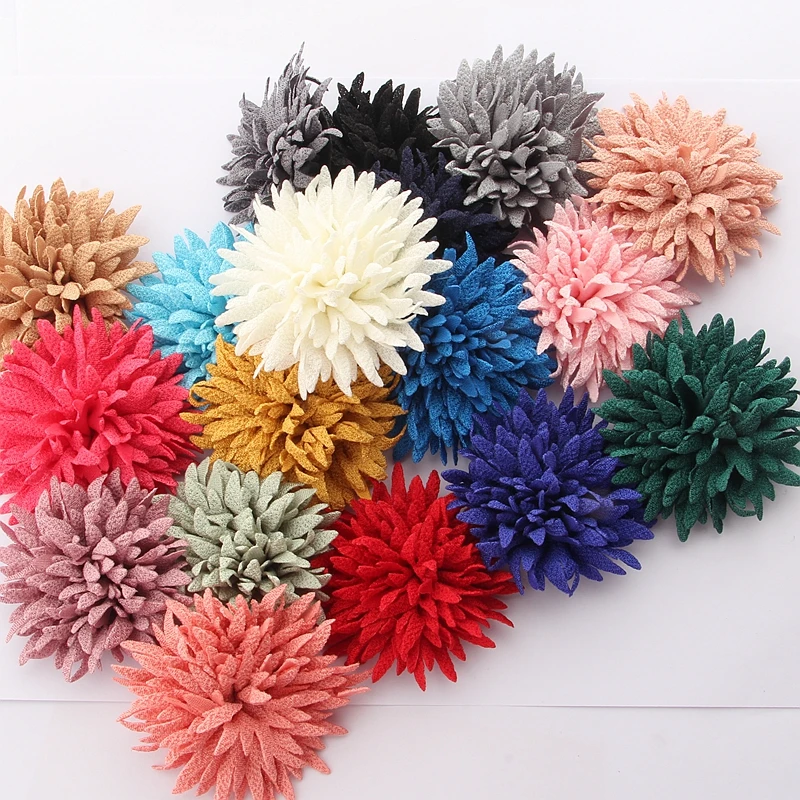 

120pcs 7cm 2.75" Vintage Fabric Bark Flowers For Hairpins Silk Satin Flower For Headbands Accessories Boutique