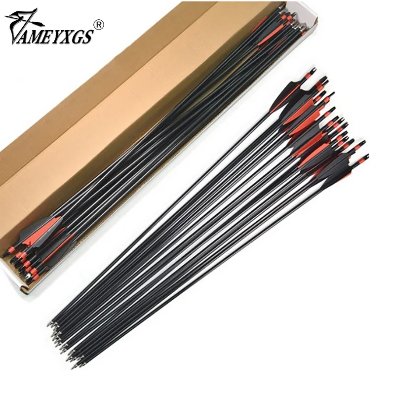 31.5inch Archery Fiberglass Arrow 100 Grain Arrowhead Steel Target Arrow Point Head Black and Red Vanes Feather For Recurve Bow