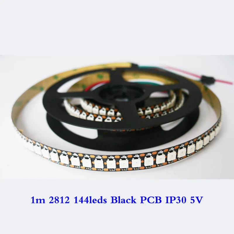 1M WS2812B 144LEDs Led Pixels Strip Black/White PCB Addressable Smart 2812 Full Color Led Strip Light Non-Waterproof/Waterproof