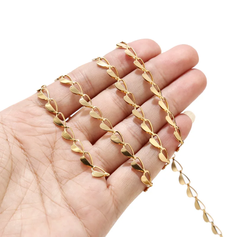 

2Meters 5.5mm Width Gold Tone Stainless Steel Chains Heart Link Chain for Necklaces Bracelets Anklet DIY Jewelry Making Supplies