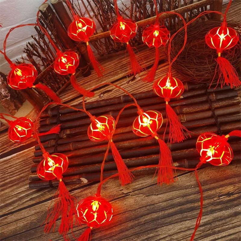 1.5M 10LED Red Chinese Knot Lantern Spring Festival LED String Lights New Year 2022 Night Lights Wedding Christmas Decoration