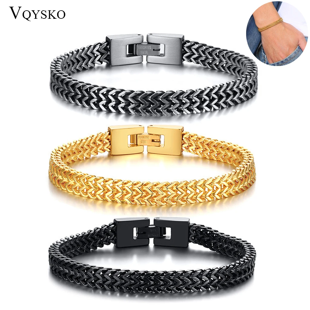 Trend ige Doppels chicht kette Armbänder für Männer Edelstahl Punk Schmuck antike Weihnachts geschenk Fuchsschwanz männlich Pulsira Zubehör