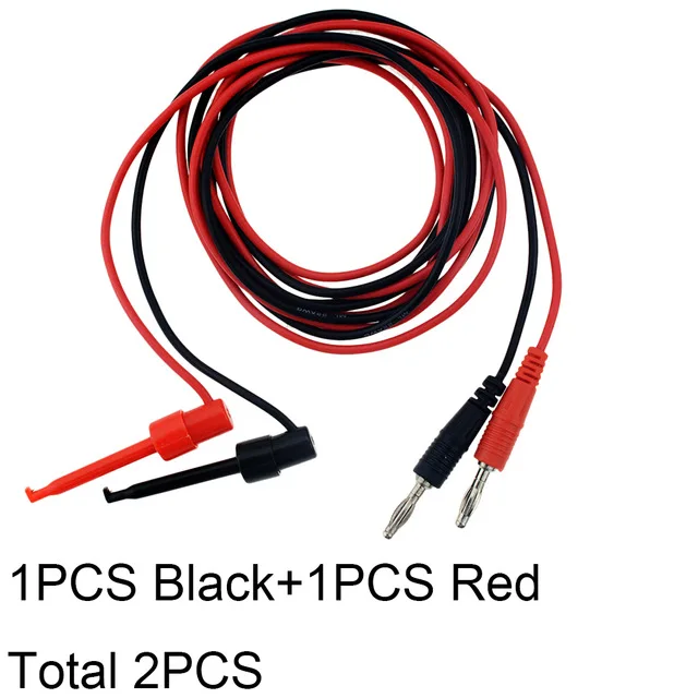 2pcs black red 100cm 16awg silicone Copper Wire 4mm Banana Plug to Copper Dual Test Hook Clip Cable Lead Wire