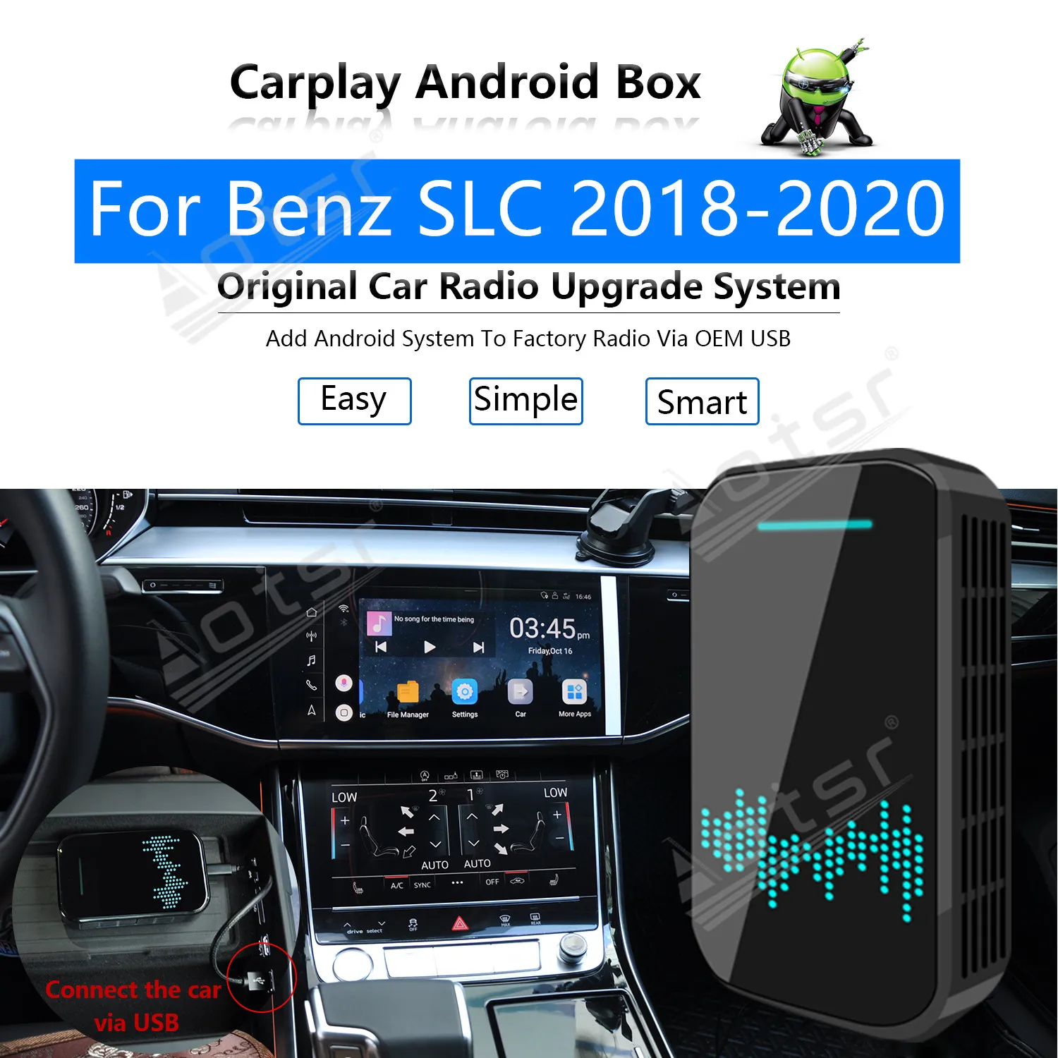 For Benz SLC 2018-2020 Car Multimedia Player Radio Upgrade Carplay Android Apple Wireless CP Box Activator Navi Map Mirror Link