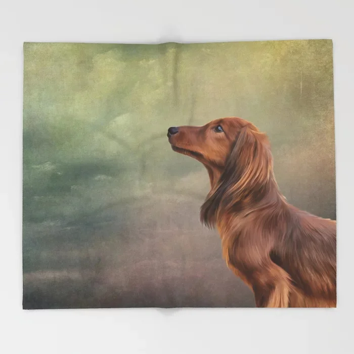 Dachshund  Cartoon Throws for Sofa Cute Kids Design Dog breed long haired Blankets Christmas Decorations for Home Custom Blanket