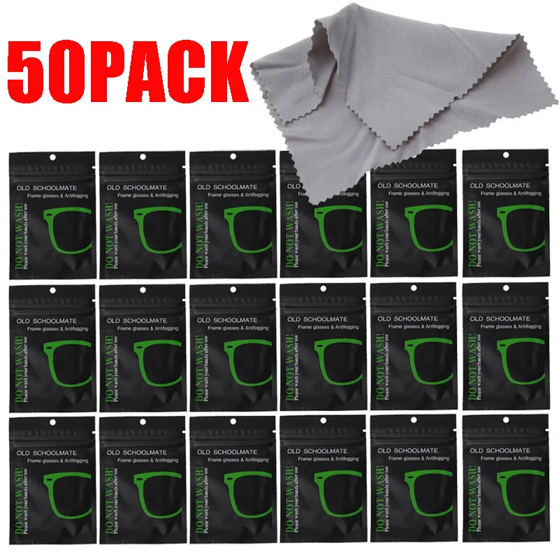 

50Pcs Reusable Anti-Fog Wipes Glasses Pre-moistened Antifog Lens Cloth Defogger Eyeglass Wipe Prevent Fogging for Glasses