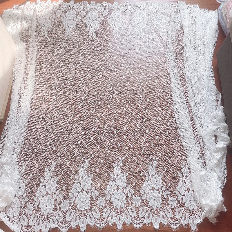 Dicker, weicher Spitzenstoff für Hochzeitskleider, Wimpern-Druckgarn, geometrische Blumendekoration, Accessoires, neuer Stil, RS3771 – Detail 8