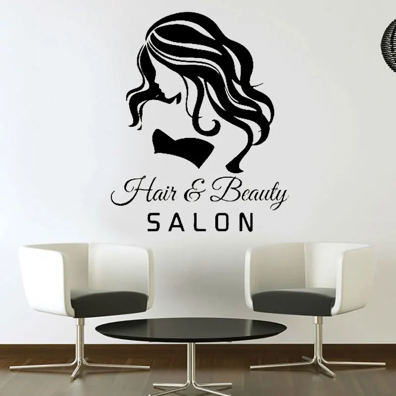 Hairdresser Beauty Salon Girls Wall Art Stickers Decals Vinyl Home Room Decor Removable Mural Waterproof Wallpaper 5001