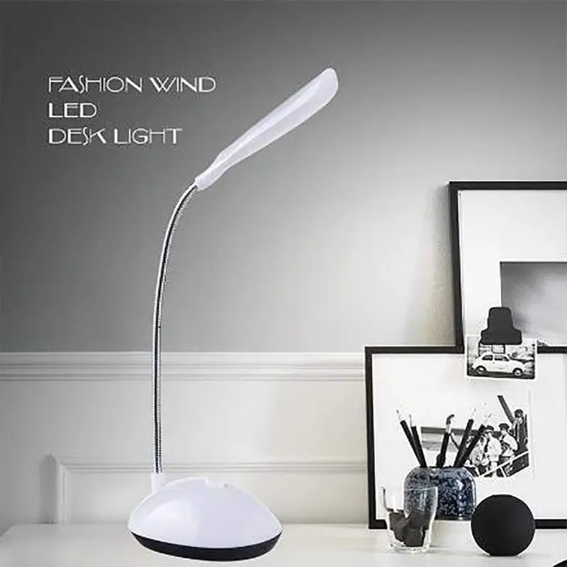 Battery Powered Mini LED Desk Lamp 360 Degree Rotation Adjustable Gooseneck Hose Eye Protection Reading Night Lights