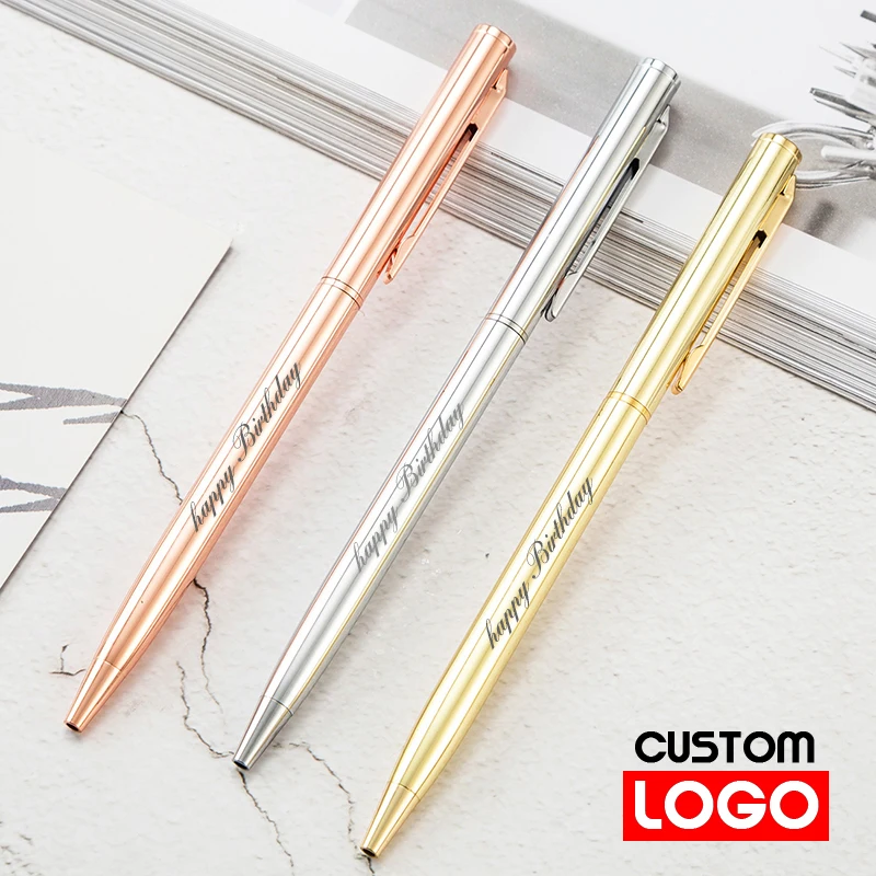 

Metal Ballpoint Pen Rose Gold Pen Custom Logo Advertising Lettering Engraved Name School&office Supplies Luxury Pen Weed Pen