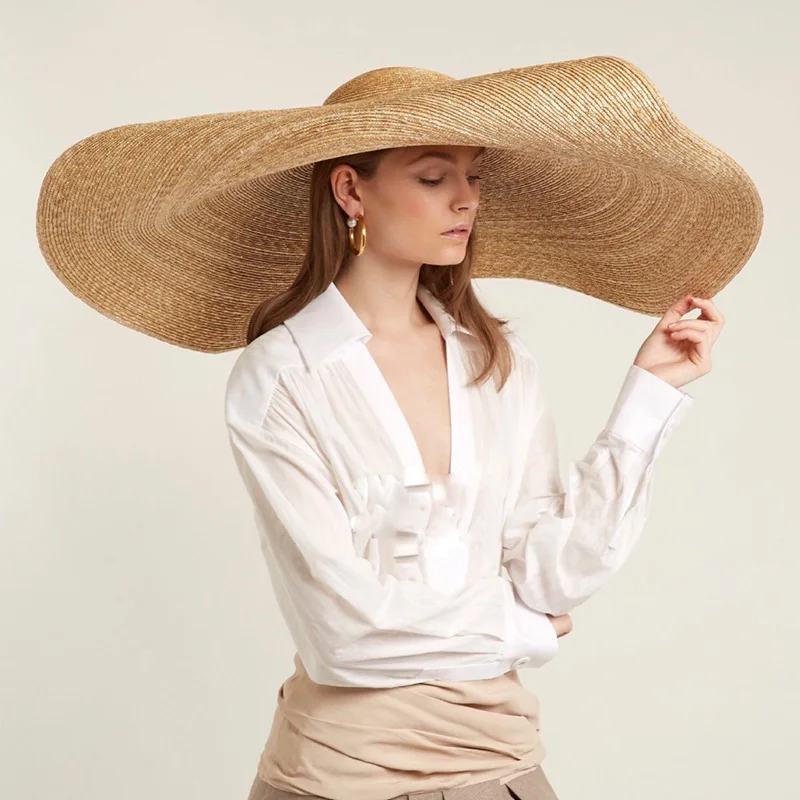 

Plus Large Size Summer Beach Sun Hat Anti-UV Sun Protection Straw Cap Cover Oversized Caps Collapsible Sunshade Custom Sun Hat