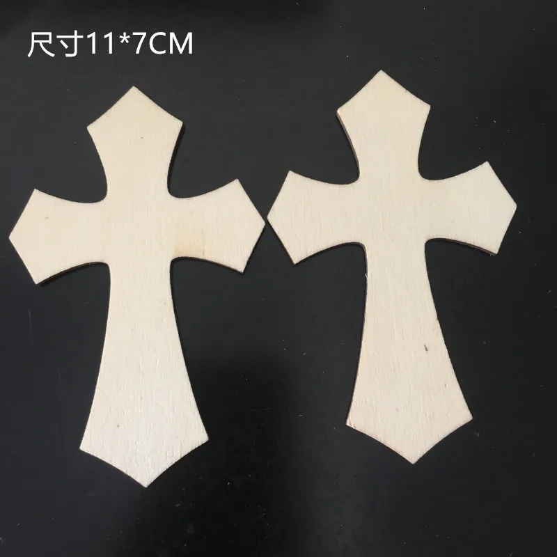 10 Pieces Cross Shaped Wood Pieces for Wooden Craft DIY Projects, Sunday School, Church, Home Decoration