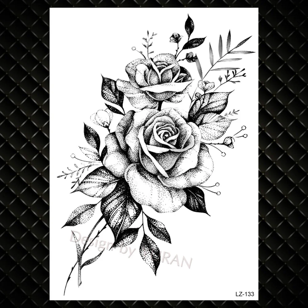 Realistic Fake Flower Arm Tattoos Temporary Peony Bloosom Body Leg Art Tatoo Paper For Women Sexy Floral Rose Tatoo Stickers DIY