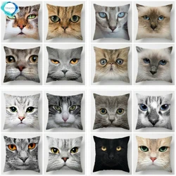 Cat Face Printed Decorative Cushion Cover Animal Pet Sofa Home Couch Throw Pillow Cover Pillow Case Room Decoration 45X45CM