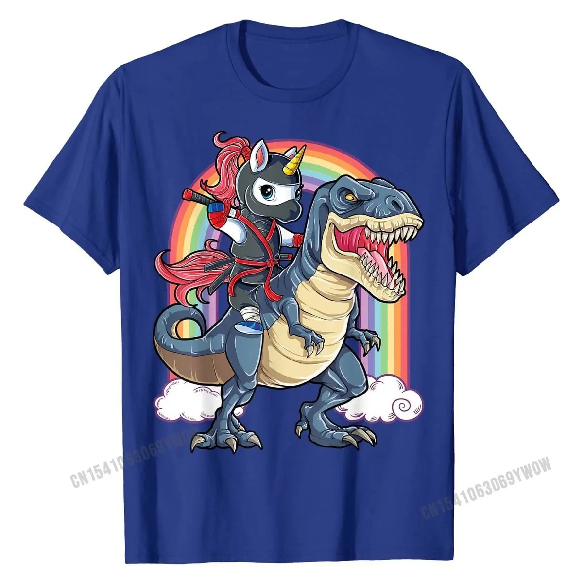 Ninja Unicorn Riding Dinosaur T rex Shirt Boys Girls Kids T Shirts Tops & Tees Family Cotton Summer Gift Mens