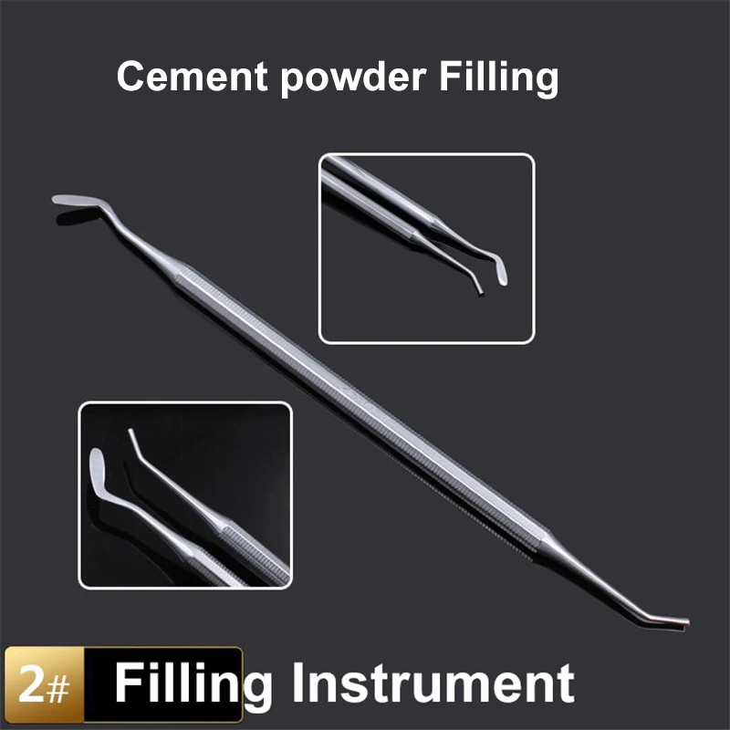 Dental Cement Powder Filling Tools 2# 3# 4# Good quality Spatula Stainless steel Double Ended Filler Filling Instrument