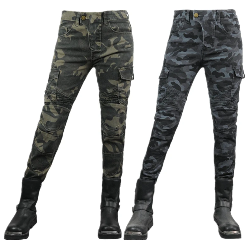 

Motorcycle Women Fall Proof Off-road Cycling Pants Casual Elasticity Camouflage Jeans Trousers Motocross Dirt Bike Pants