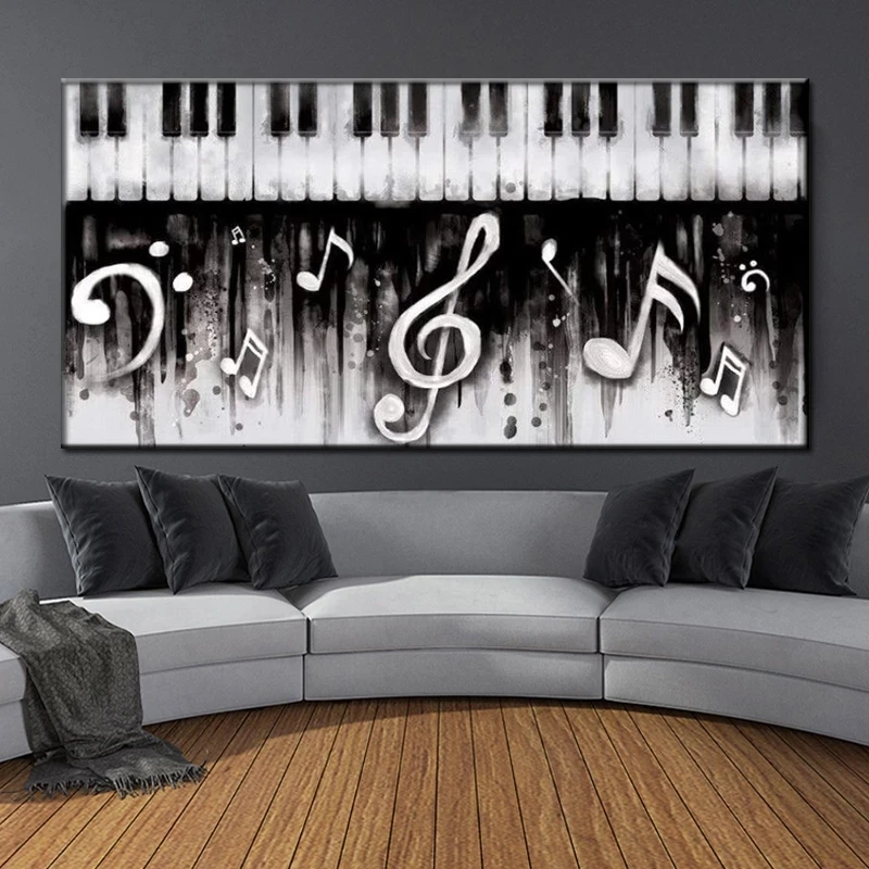 Modern Abstract Noir Piano Canvas Painting Musical Instruments Posters and Print Wall Art Picture for Music Classroom Home Decor