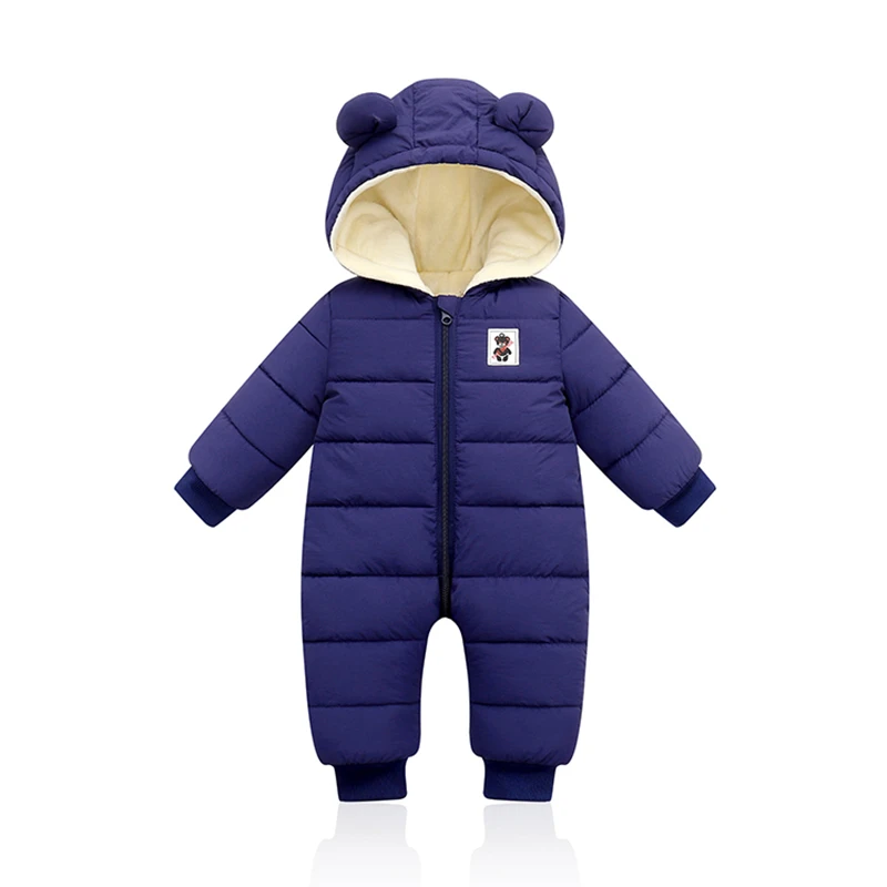 

2024 New born Plus Velvet Baby costume girl clothes Winter Cotton Overalls Rompers Cartoon Hooded Snowsuit Toddler Boy Jumpsuits