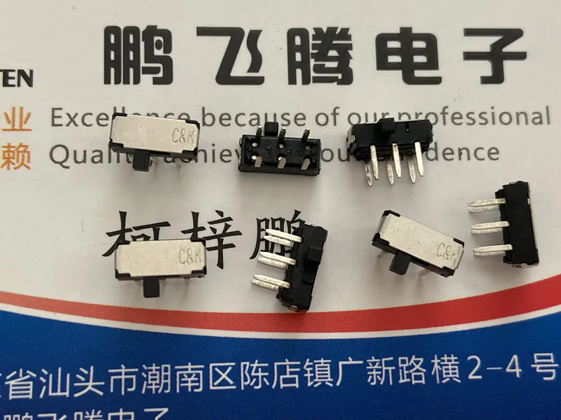 5PCS/lot Imported U.S. C&k JS202011AQN toggle switch 6 feet 2 gear side dial power slide switch straight plug