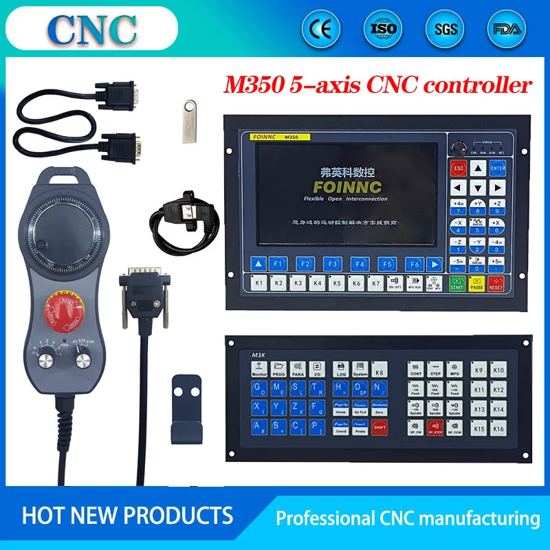 

Five-axis CNC system supports automatic tool chan ge, ATC multi-process processing, extended keyboard, emergency stop MPG M350