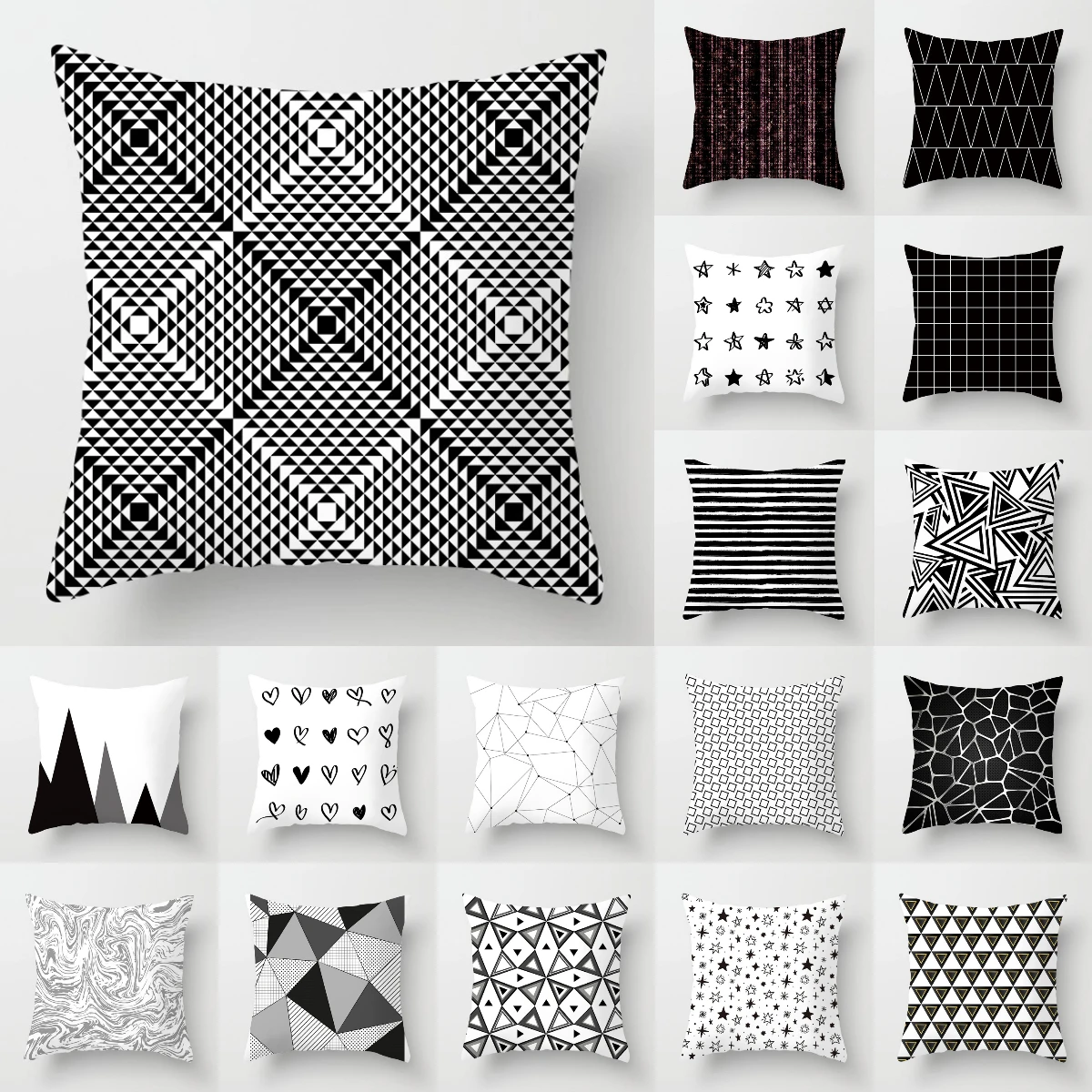 New Black White Nordic Geometric Pillowcase Modern Fashion Polyester Cushion Cover Sofa Car Chair Throw Pillows Decorative 18