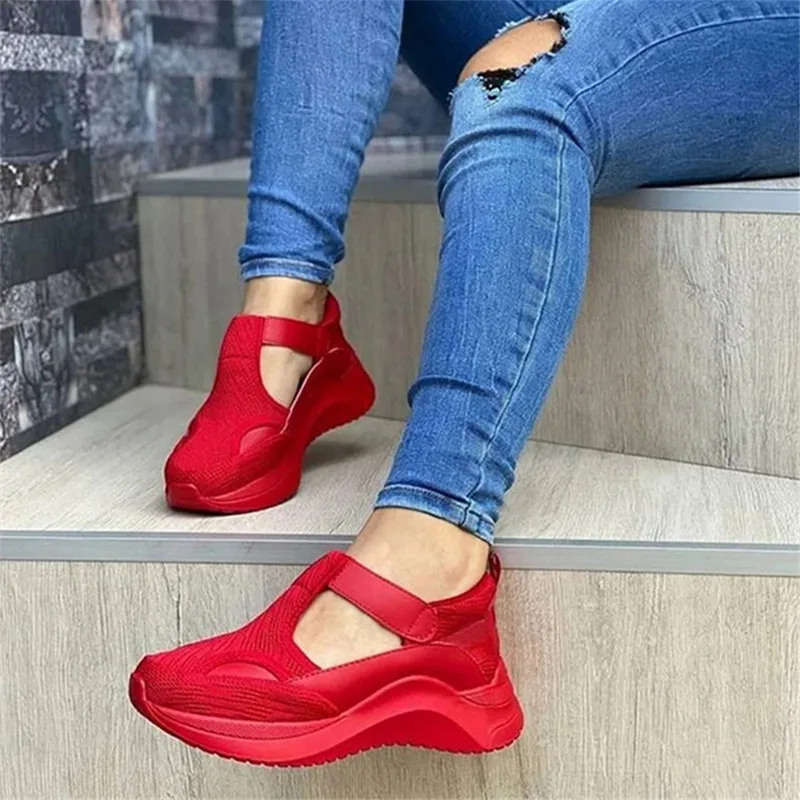 Women&#39;s Sandals 2021 New High Heels Extra Large 43 Thick Soled Slippers Slope Heels Women&#39;s Summer Mujer Buckle Flip Flops