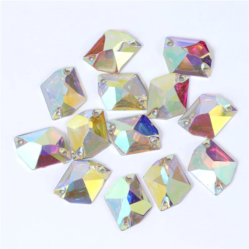 3 sizes ice cube Resin Sew on Rhinestone Crystal AB silver flatback Sewing stones strass for Bag with rhinestones