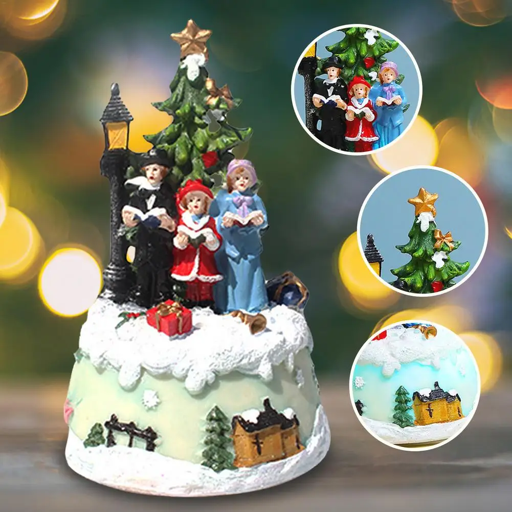 Christmas House LED Light Glowing Village With Music Santa Claus Christmas Tree Decoration For Home Navidad Xmas Kids Gift