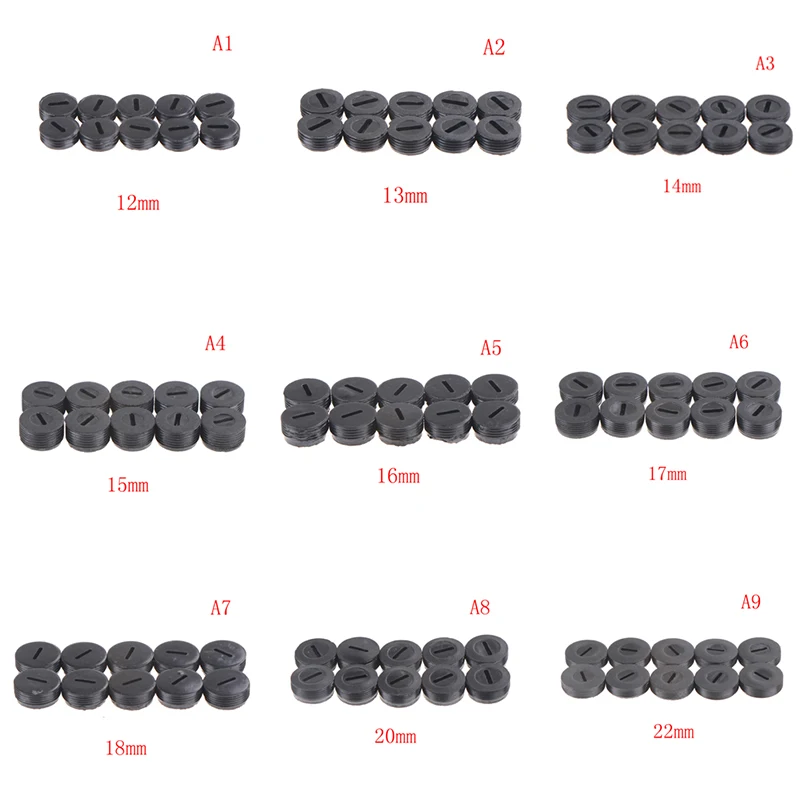 Diametro 10 pezzi Coperchio tappo a vite in plastica con spazzola di carbone 12mm/13mm / 14mm / 15mm / 16mm / 17mm/18mm / 20mm / 22mm
